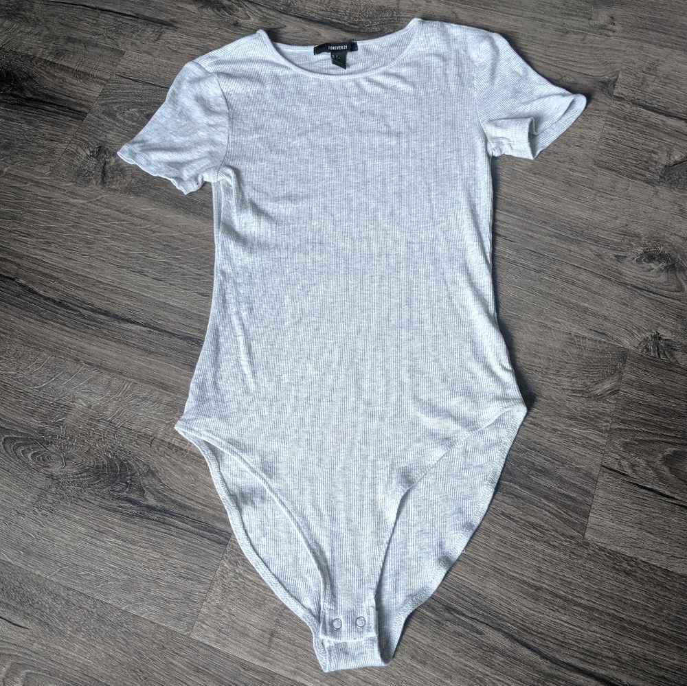 Ribbed light Grey Bodysuit